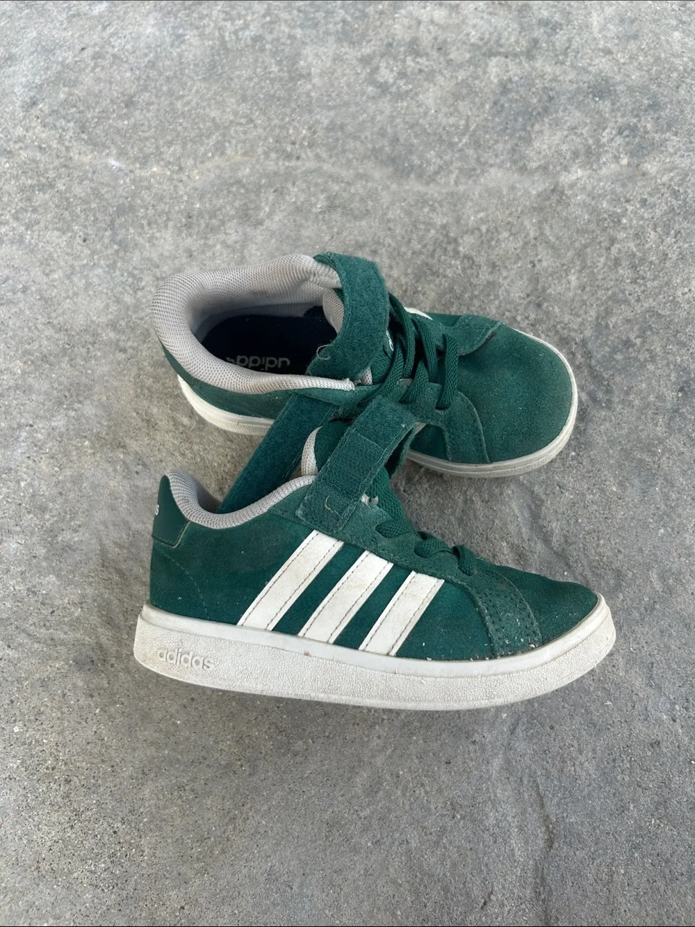 adidas Kids sambas Dark Green Suede Sneakers with White Stripes